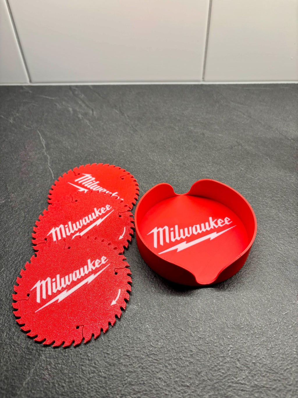 Coaster Set & Holder 4-Piece